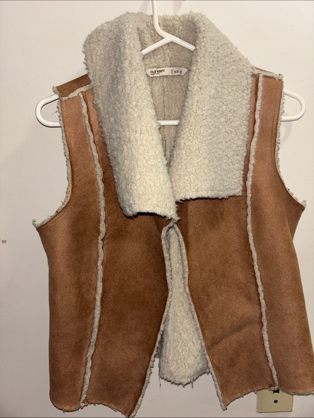 Old Navy Chestnut Faux Suede Sherpa-Lined Vest